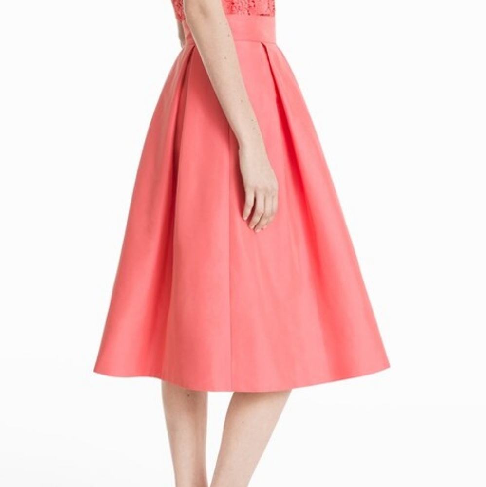 WHBM PLEATED PINK TAFFETA MIDI SKIRT